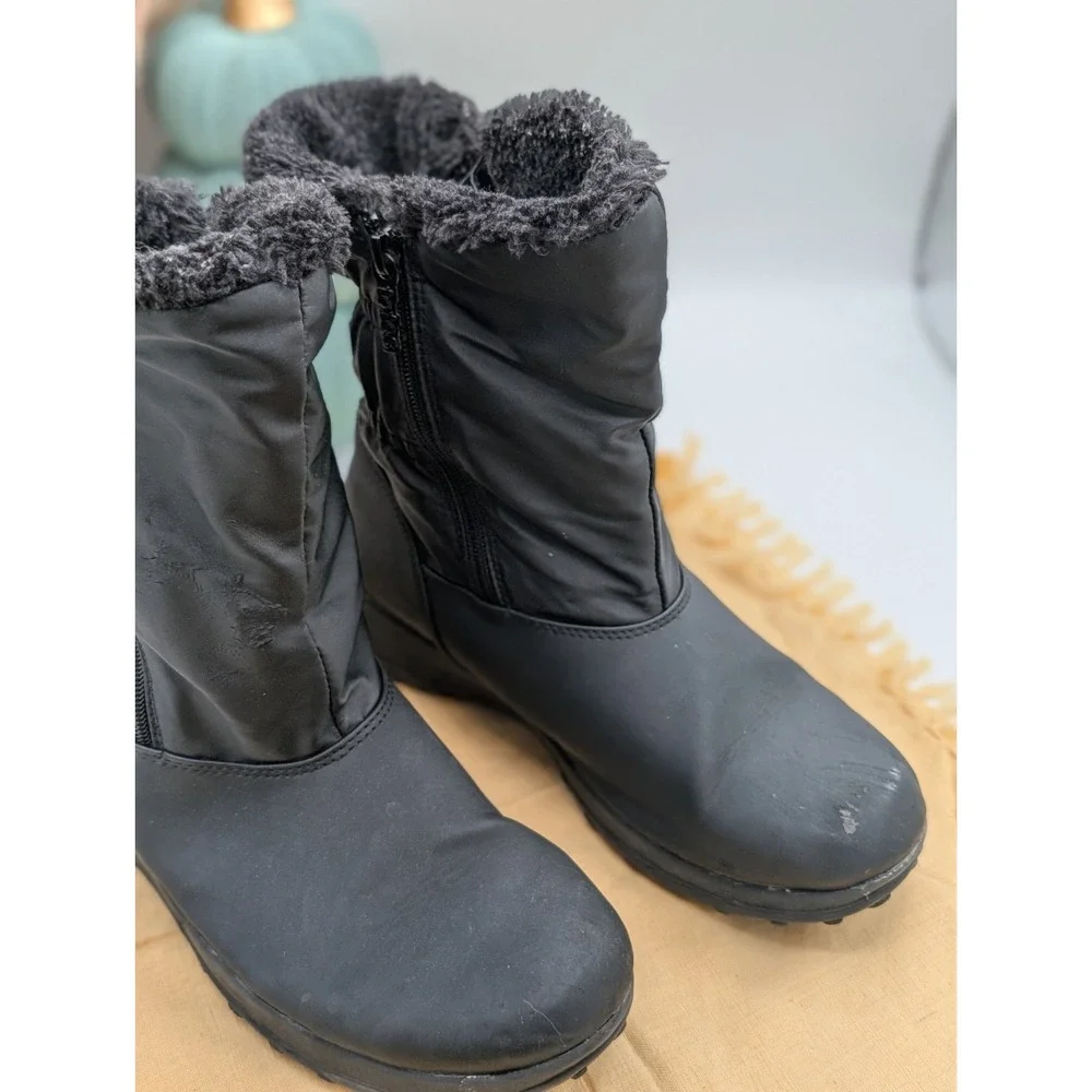 Totes Rikki Women's Winter Boots Size 9M Black Waterproof Dual Zip Faux Fur...